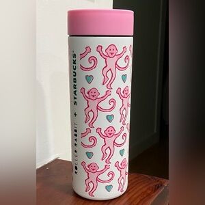 NEW Starbucks + Roller Rabbit Pink and White Tumbler